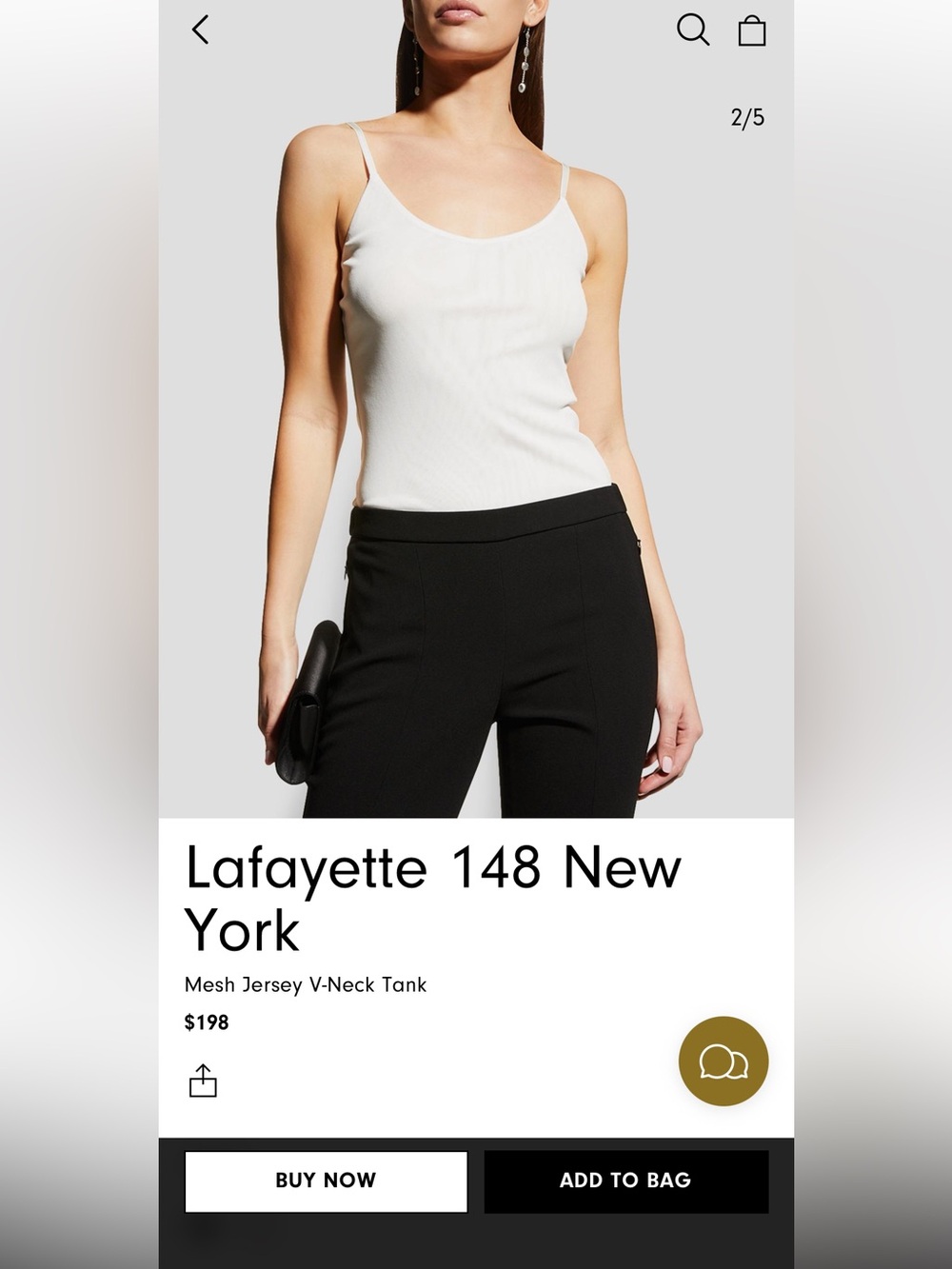 Like New - Lafayette 148 New York Mesh Jersey V-Neck Tank in the color Cloud (L)